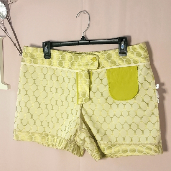 LOFT Short Green white Textured Polka Dots, size 10. - Picture 5 of 10